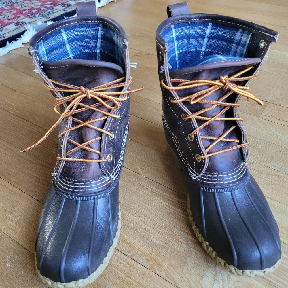 L.L.Bean Plaid Flannel Lined  8" Duck Boots